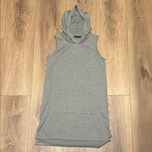 Gray Sleeveless Hooded Sweatshirt Dress